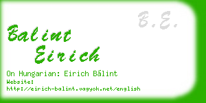 balint eirich business card